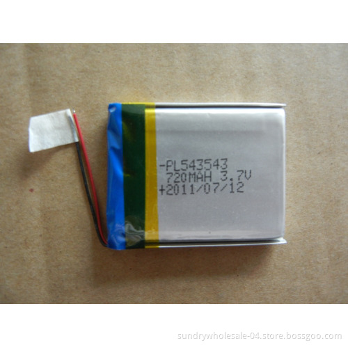 3.7V 720mAh Rechargeable Lithium Polymer Battery